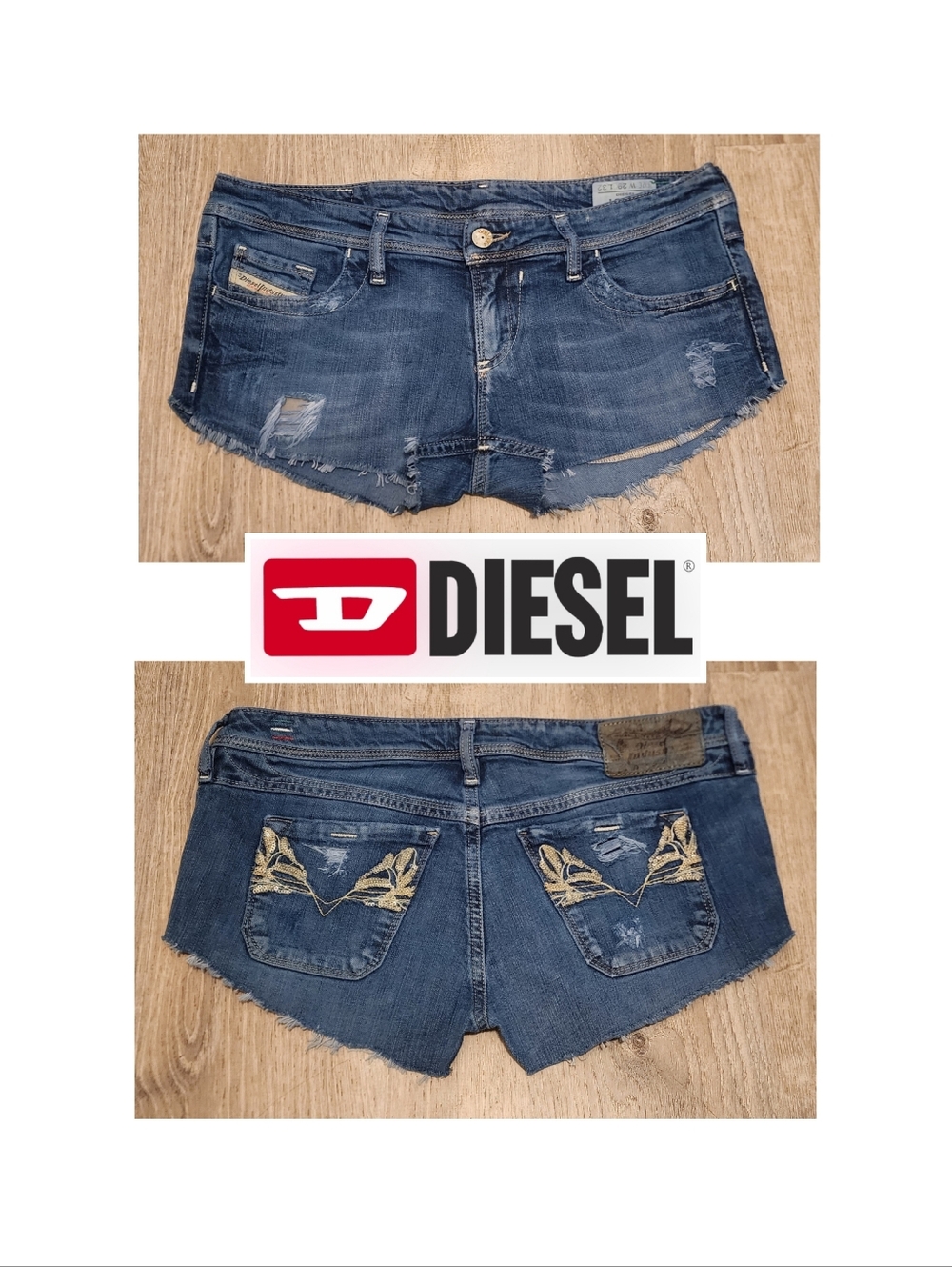 Diesel Distressed Denim Cutoff Shorts Size: 29 Made in Italy